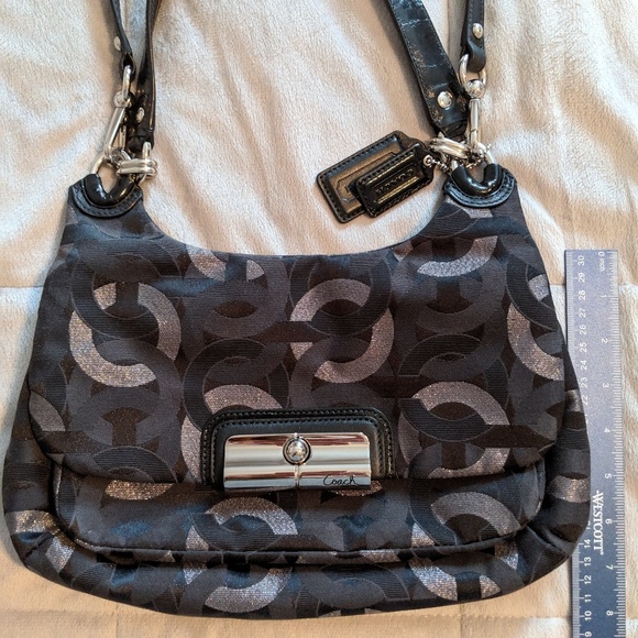 Small Black and Silver Coach Signature Crossbody - Picture 3 of 6